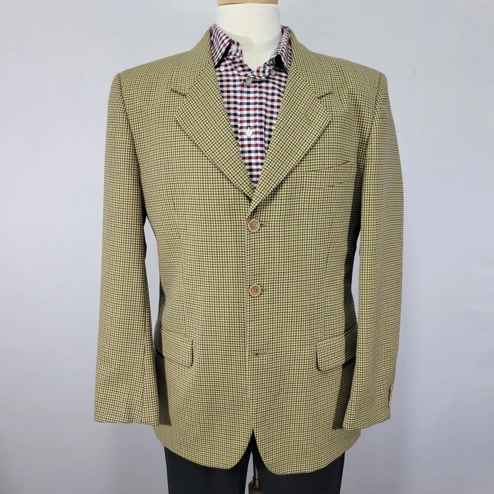 Charles‎ Dastier Mens Sport Coat Blazer Three Button Wool Polyester Beige 42R